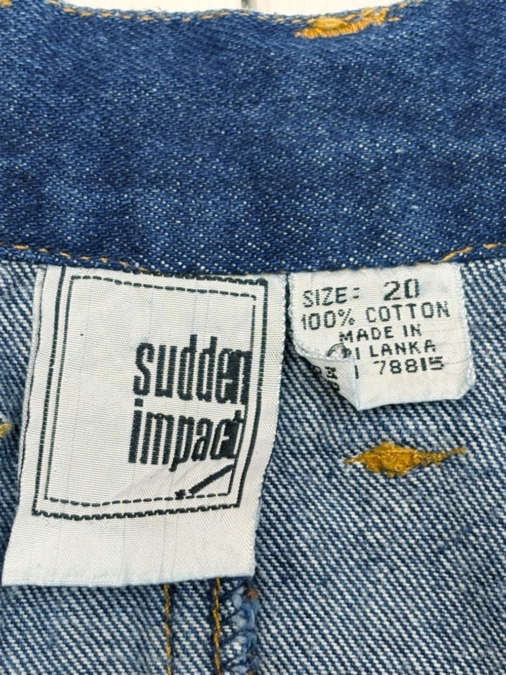 Vintage Sudden Impact Blue Denim Plaid Print Patchwork Jean Skirt 20 - Picture 3 of 16